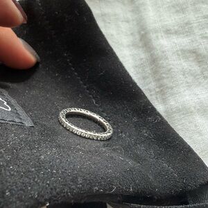 Pandora Sparkling Silver Love Heart Bangle Bracelet size 50 size 5